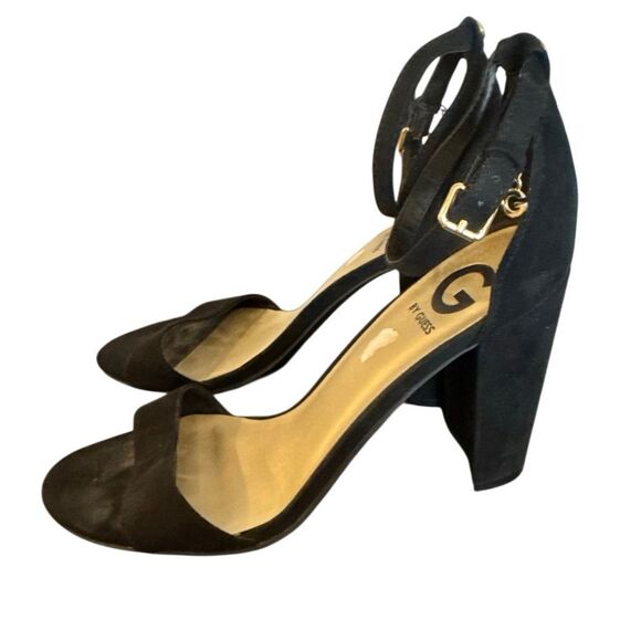 Guess suede black block heel strappy sandals 8.5 - Picture 1 of 11